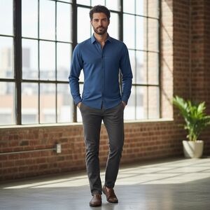 BEVERLY HILLS POLO CLUB Men's Navy Blue Shirt size M